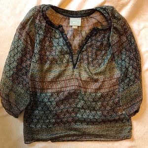 Maeve Anthro Blouse floral semi sheer medium